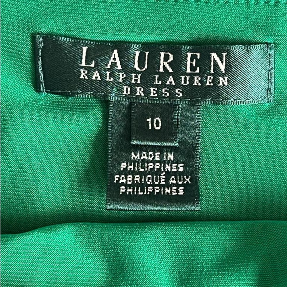 Ralph Lauren Two-Tone Green and Navy Midi Dress - Picture 6 of 9